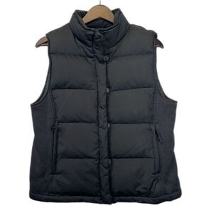 Gap Puffer Down Vest Womens Medium Black Button Zipper Front Cozy